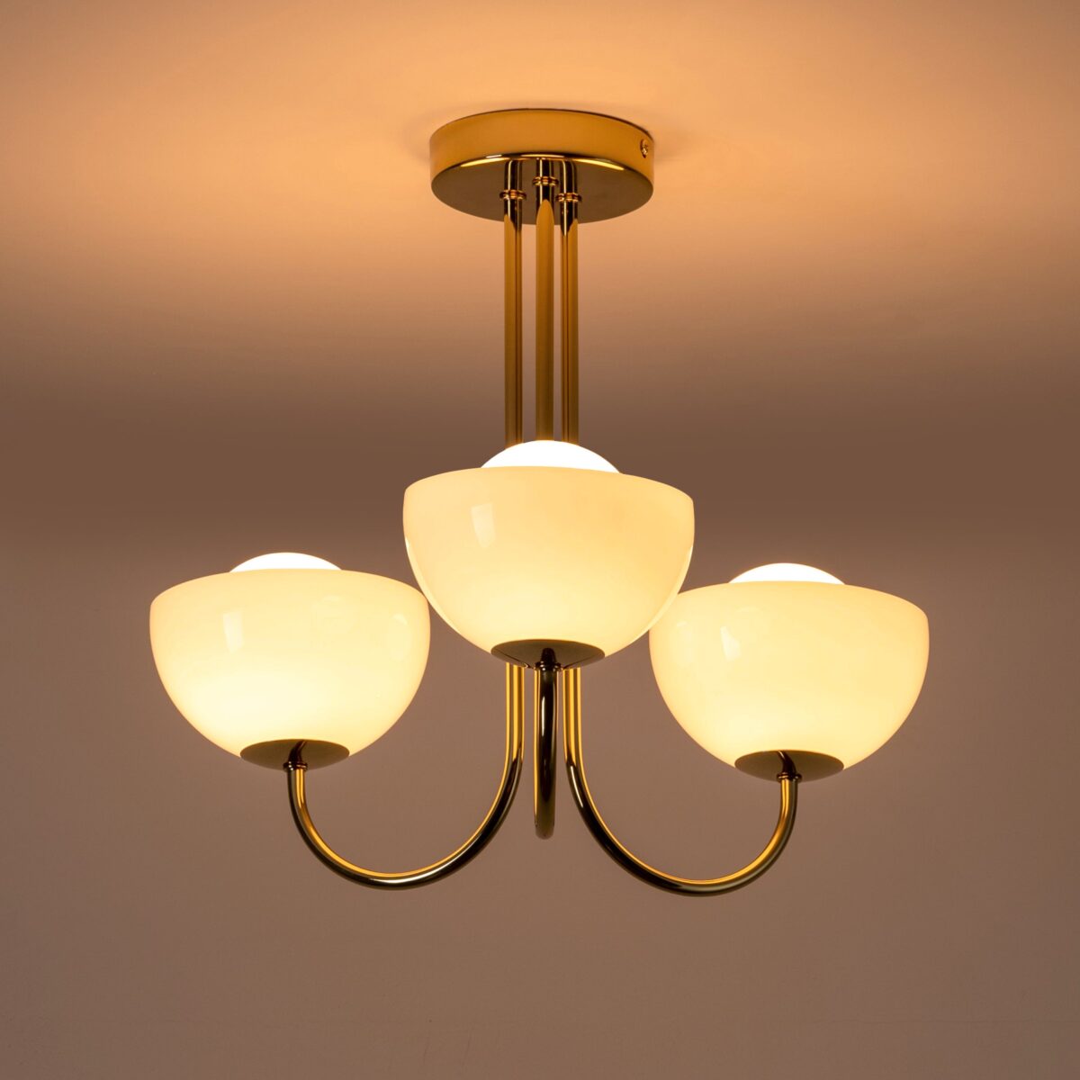Brass 3 light dome ceiling light - Image 2