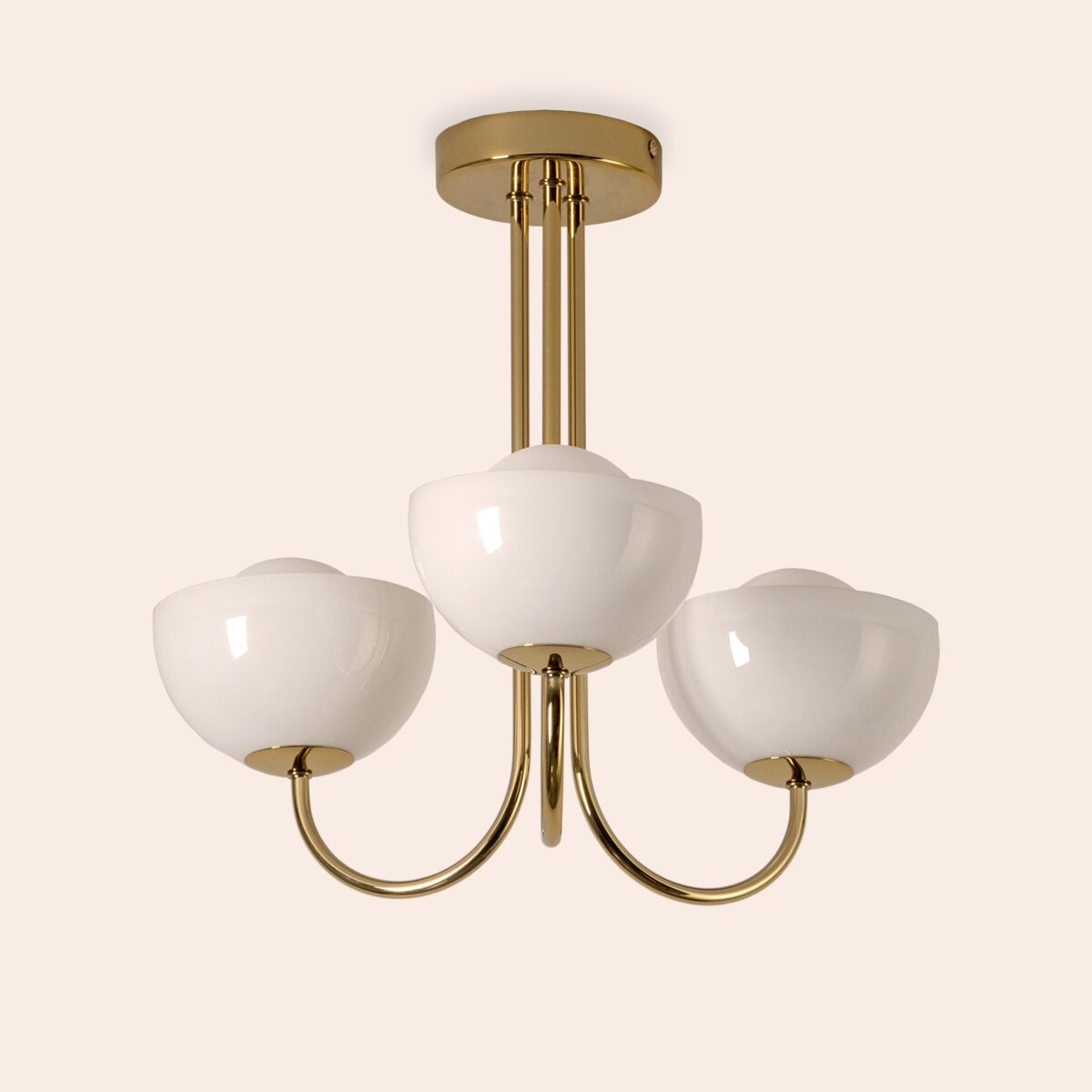 Brass 3 light dome ceiling light - Image 1