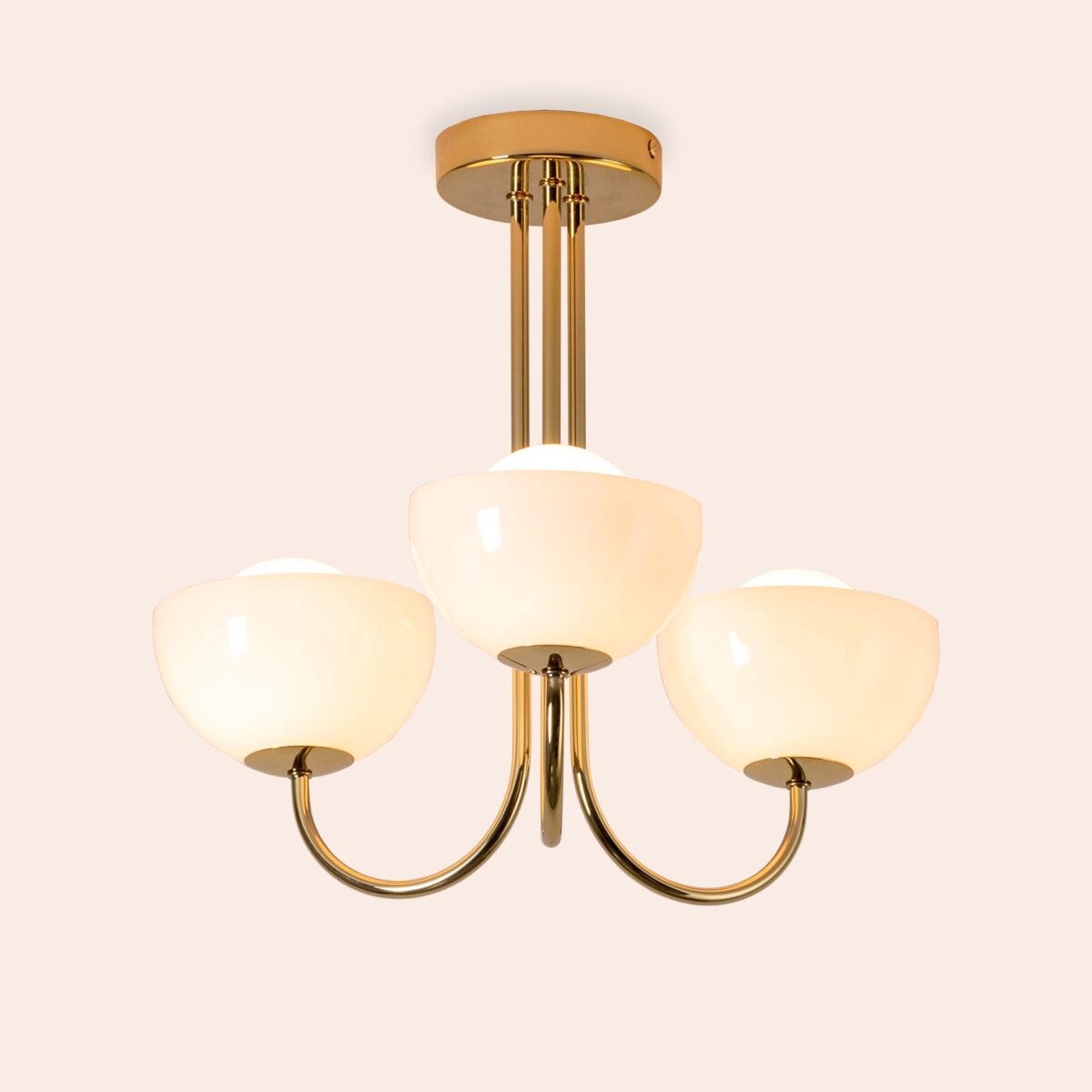 Brass 3 light dome ceiling light - Image 6