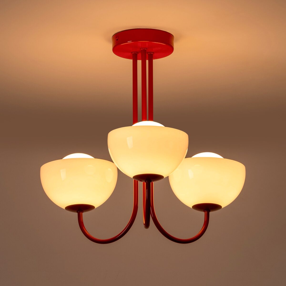 Jam red 3 light dome ceiling light - Image 2