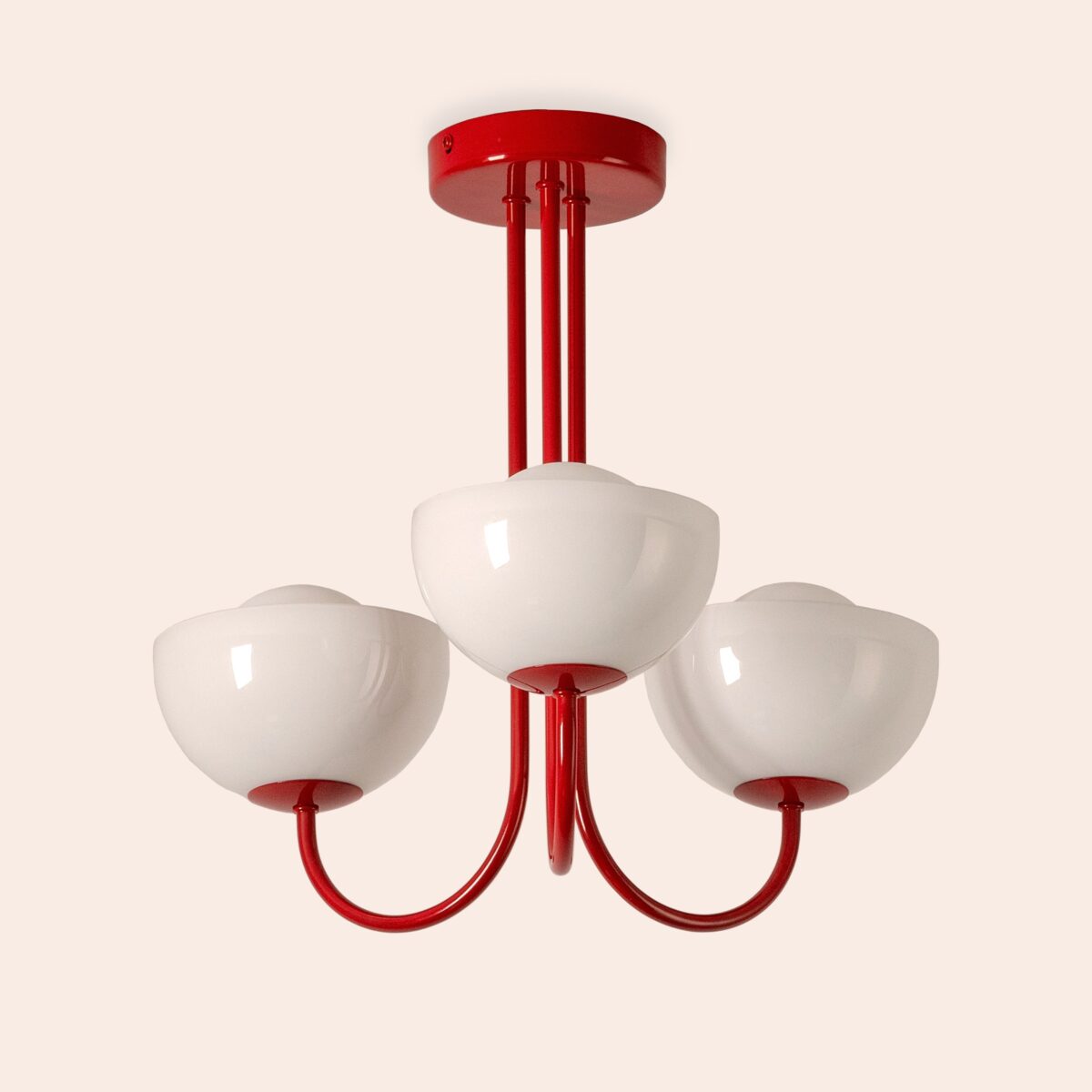 Jam red 3 light dome ceiling light - Image 1