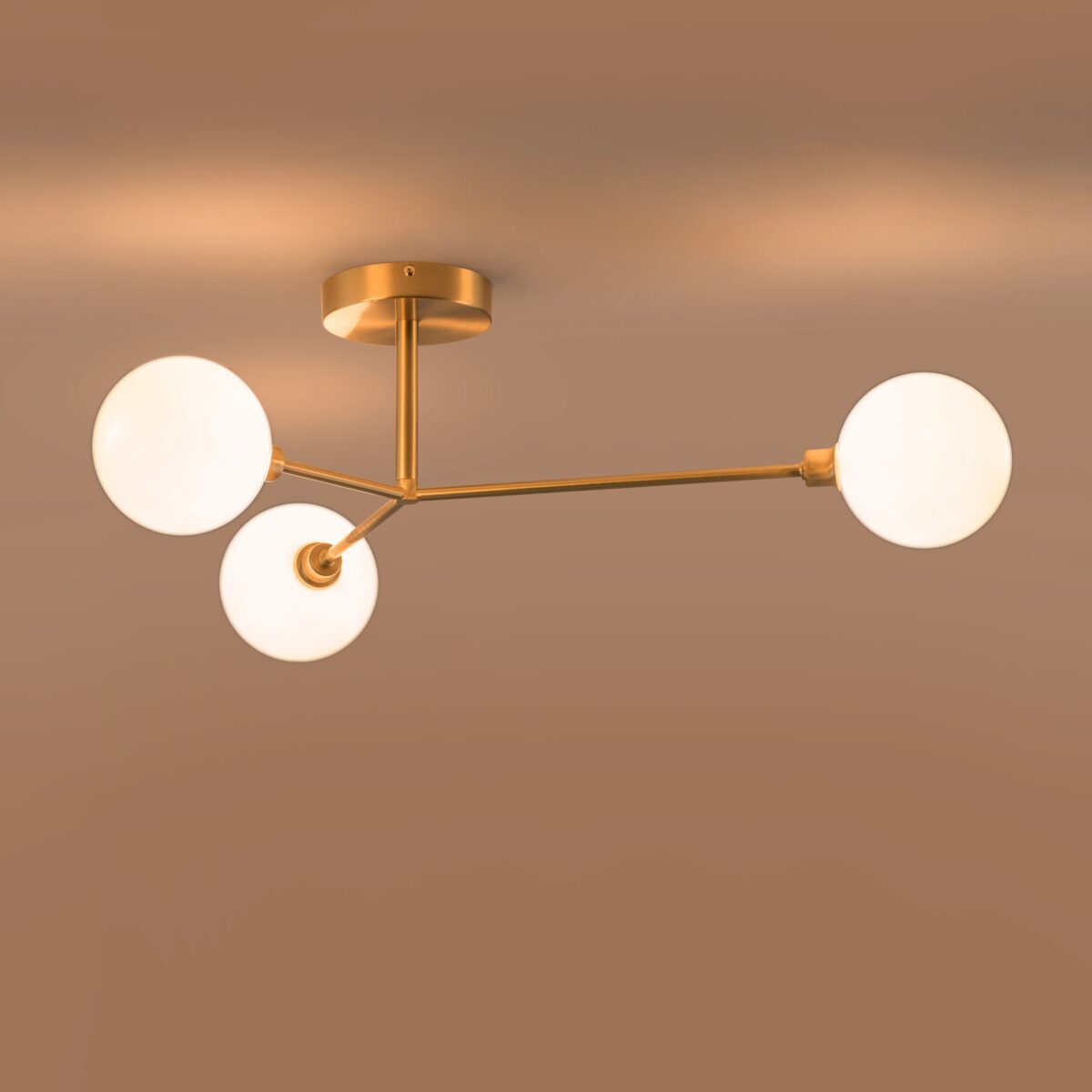 Brass 3 light flush ceiling light - Image 2