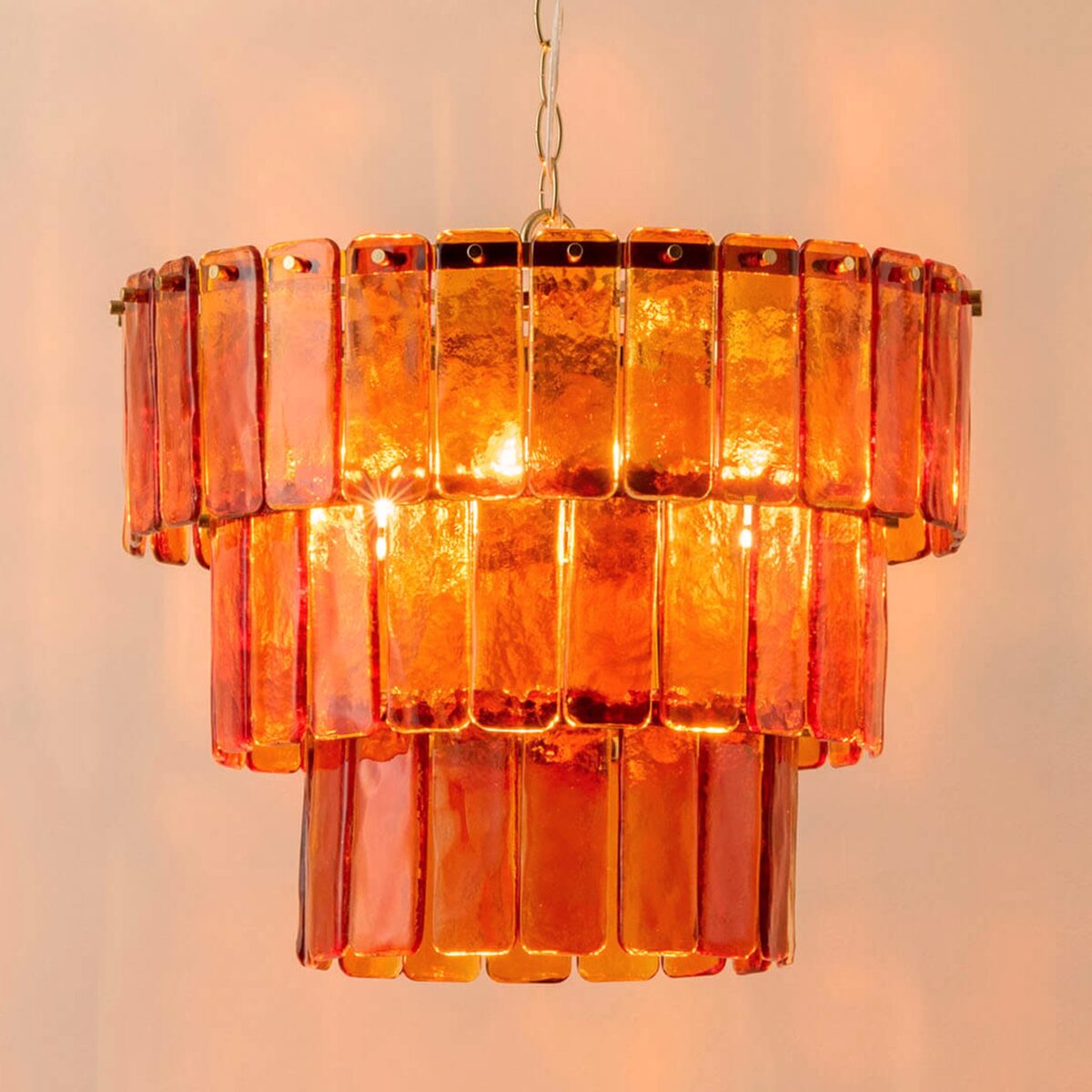 Amber large glass chandelier ceiling light - Image 2