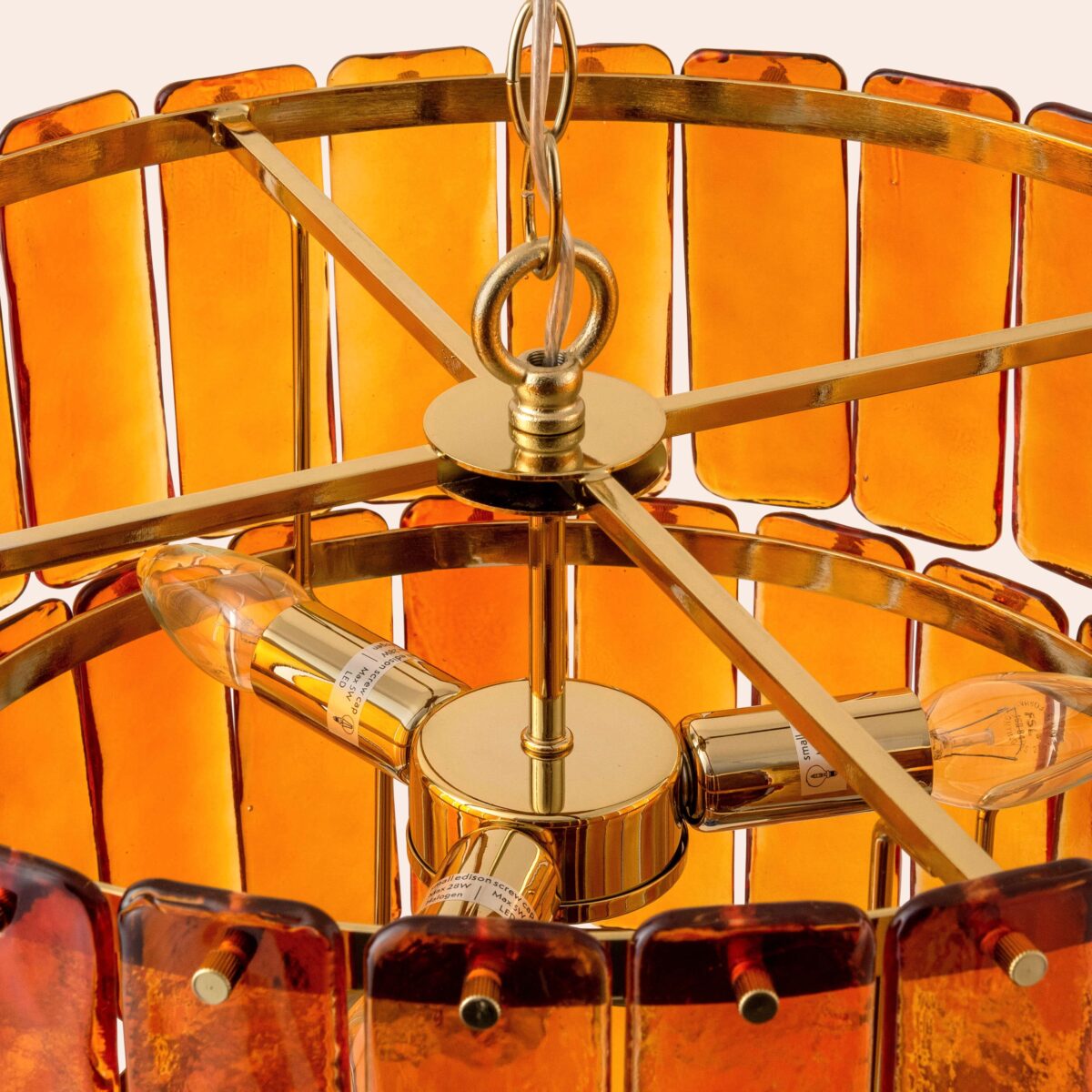 Amber large glass chandelier ceiling light - Image 4