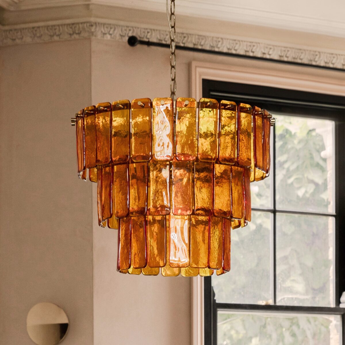 Amber large glass chandelier ceiling light - Image 10