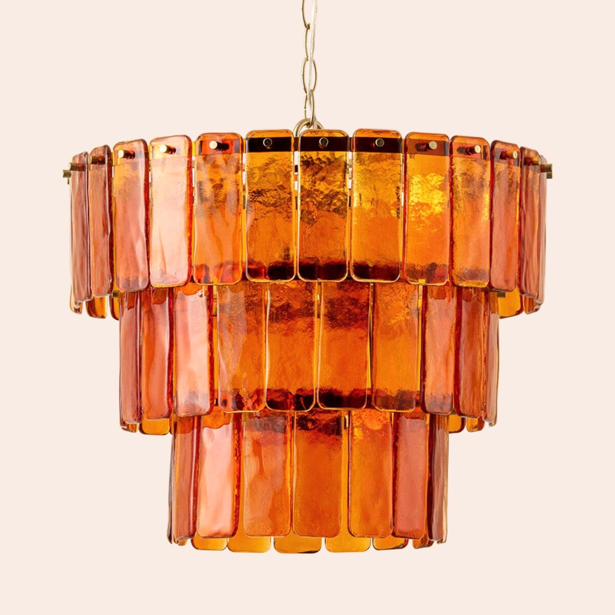 Amber large glass chandelier ceiling light - Image 1