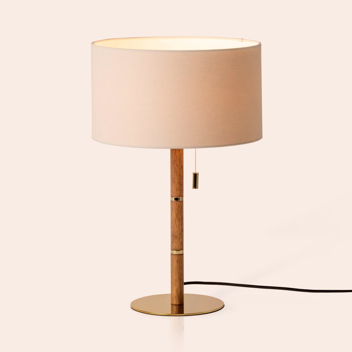 Wood & brass disk table lamp - Image 6