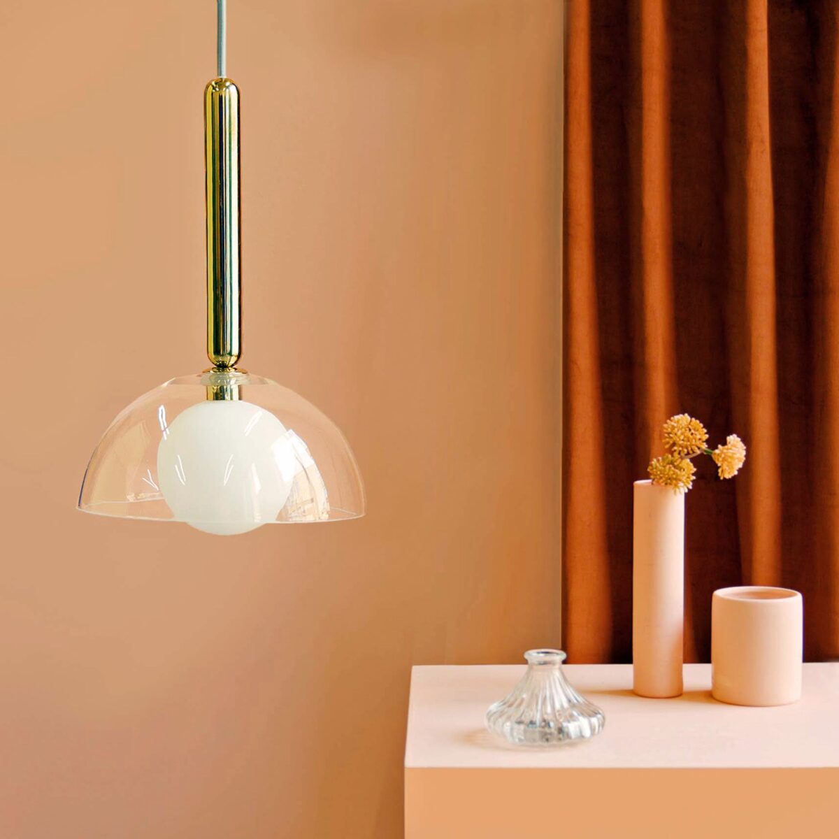 Brass dome pendant ceiling light - Image 5
