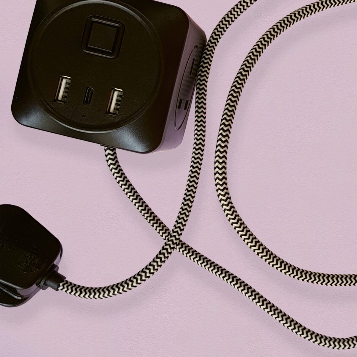 Black fabric cable extension lead - Image 5