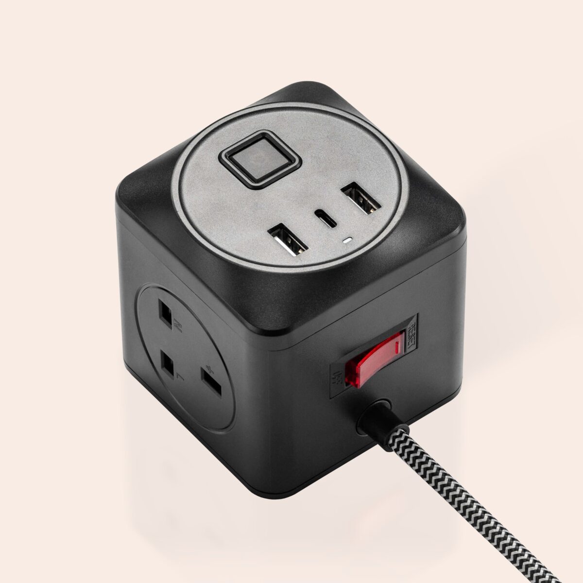 Black fabric cable extension lead - Image 4