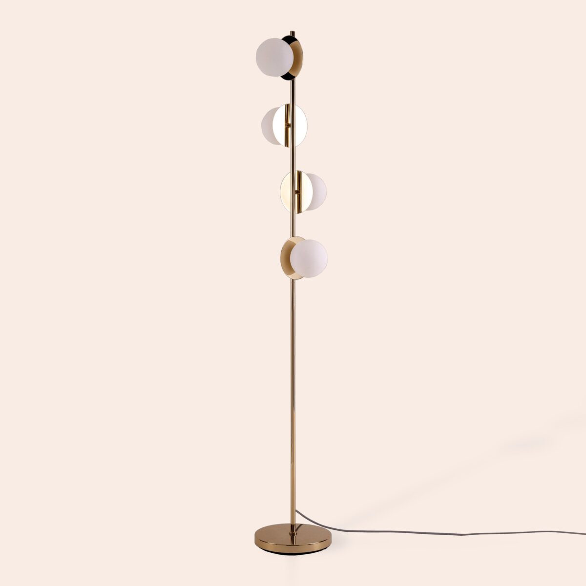 Brass opal disk floor lamp EU - Image 1