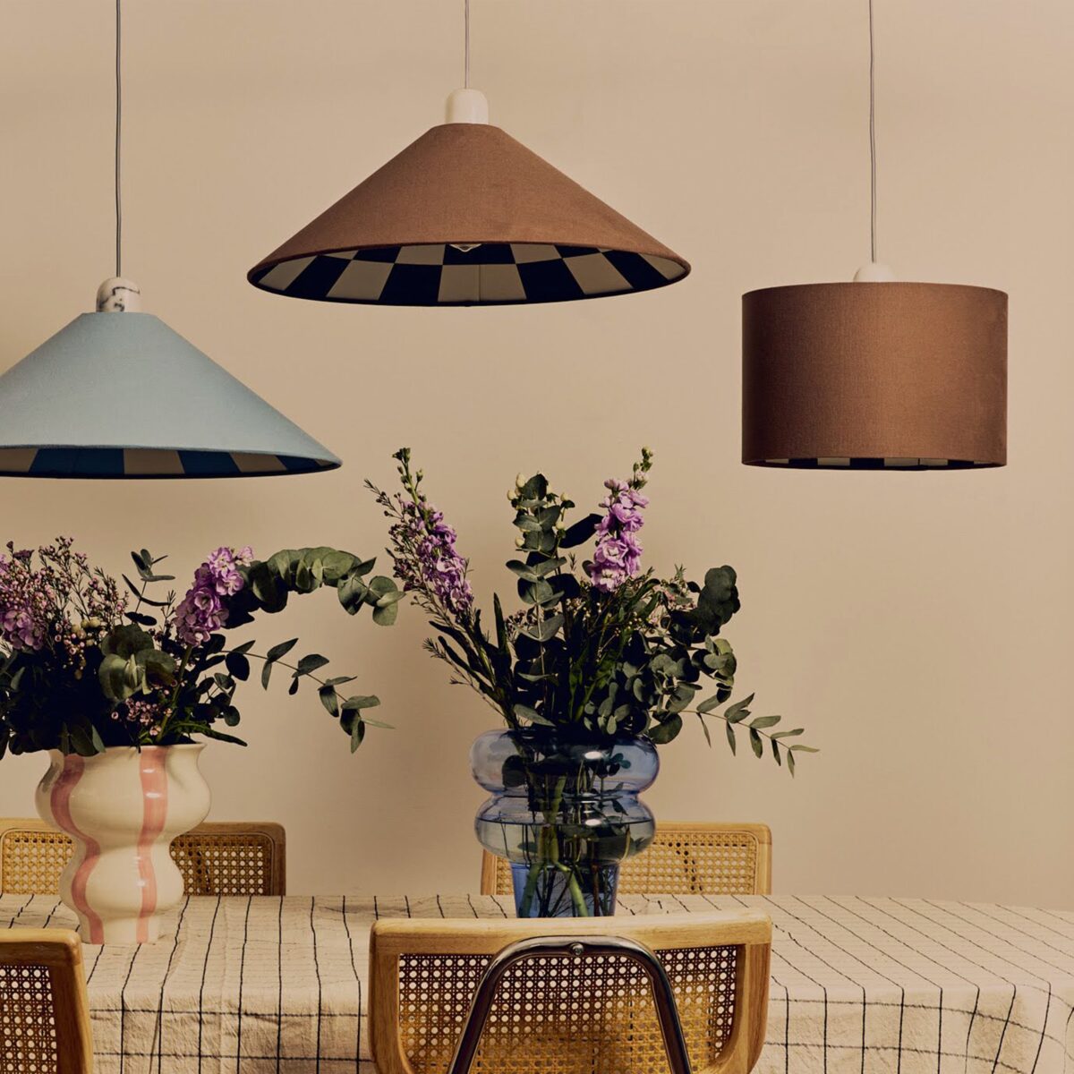 Damson blue checkered drum shade - Image 6