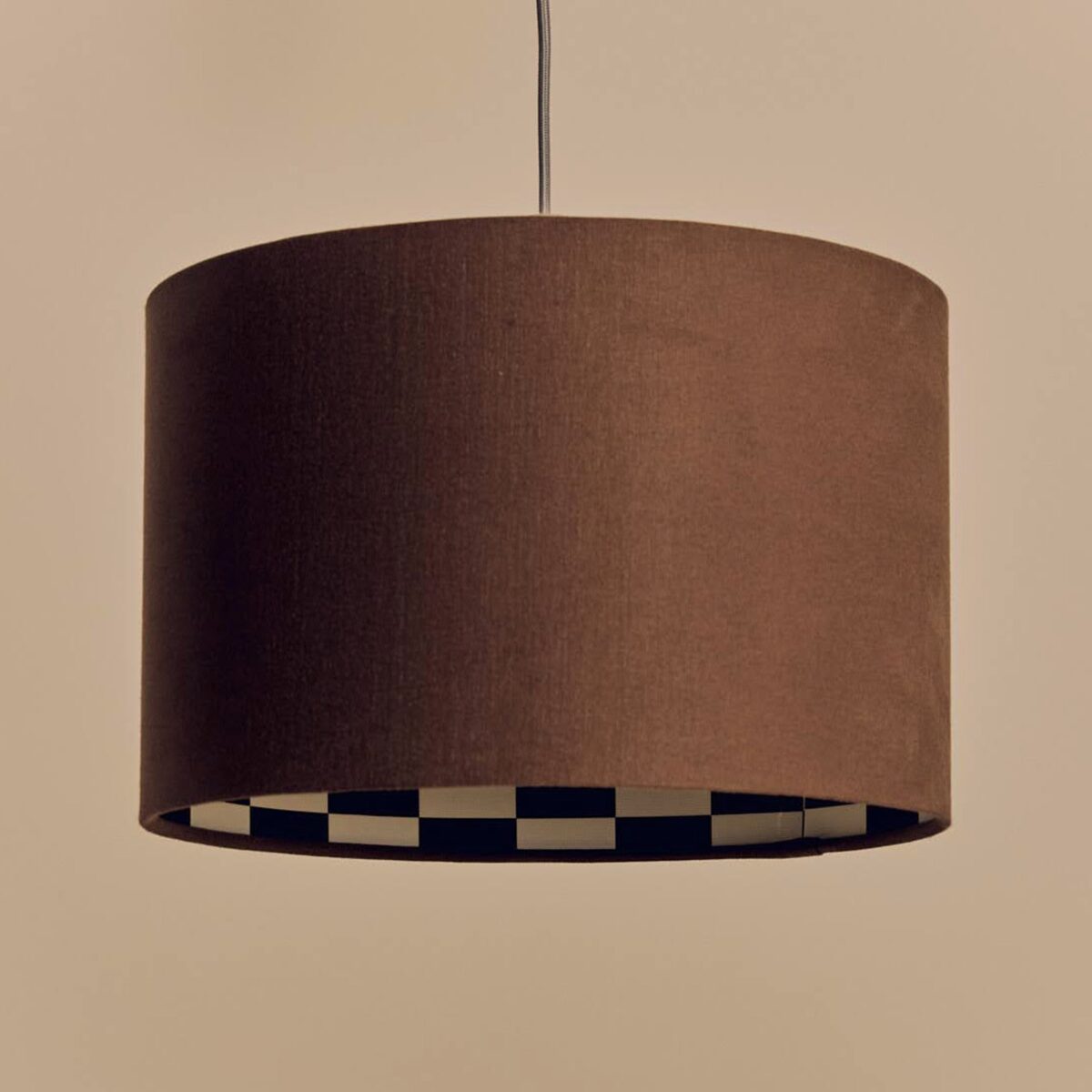 Bark brown checkered drum shade - Image 1