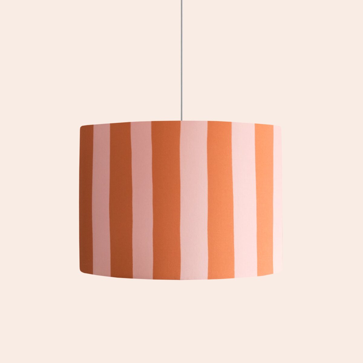 Blossom Pink & peel orange striped drum shade - Image 1