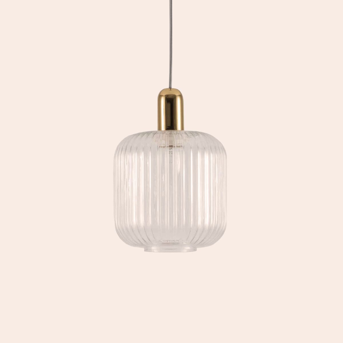 Clear ribbed glass shade ceiling light - Image 1