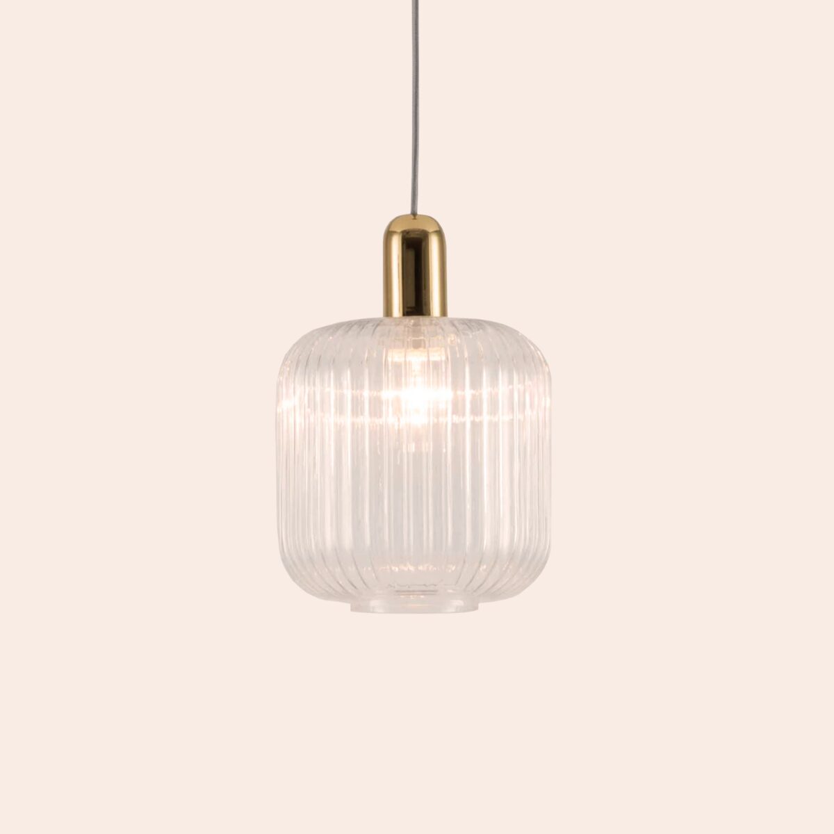 Clear ribbed glass shade ceiling light - Image 2