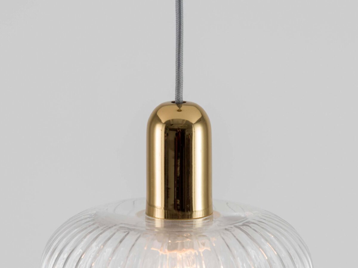 Clear ribbed glass shade ceiling light - Image 5