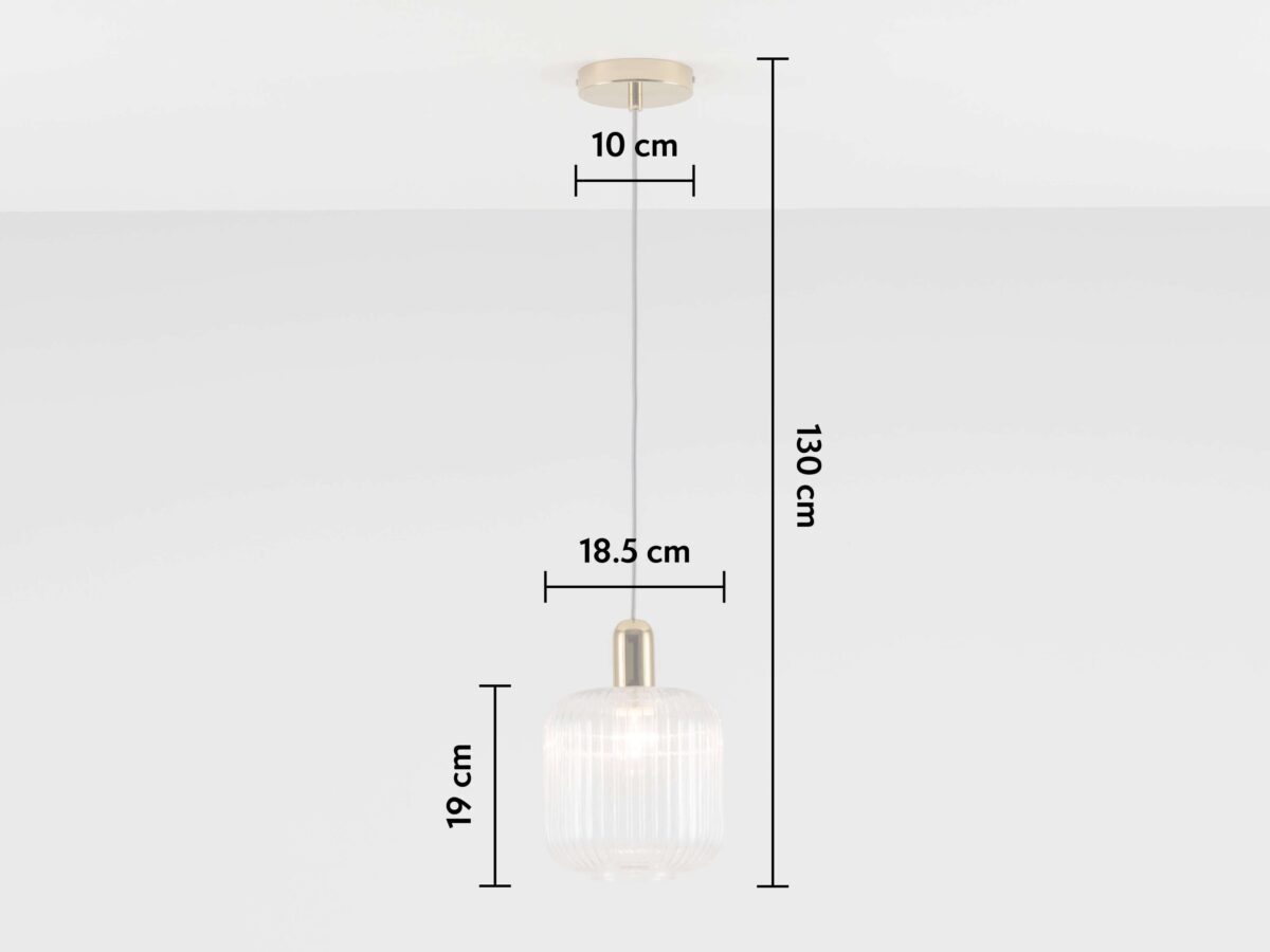 Clear ribbed glass shade ceiling light - Image 8