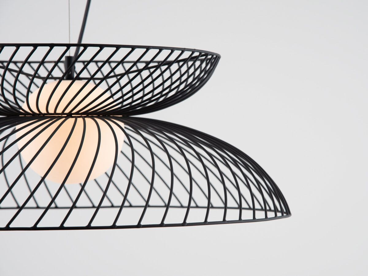 Charcoal grey cage ceiling light - Image 3