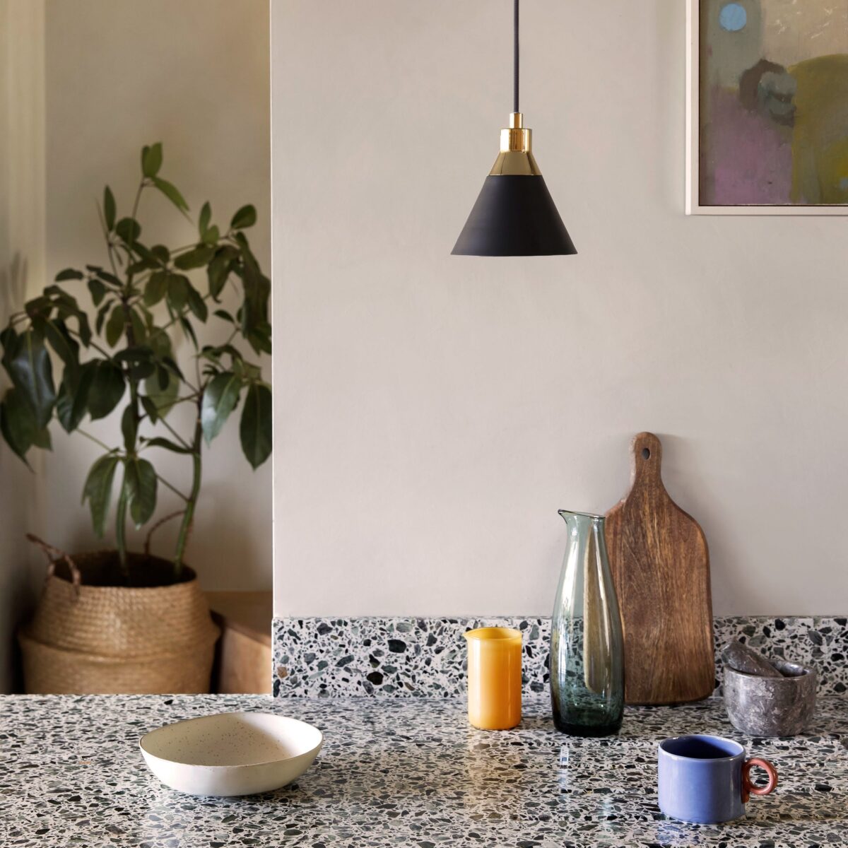Charcoal grey cone pendant ceiling light - Image 5