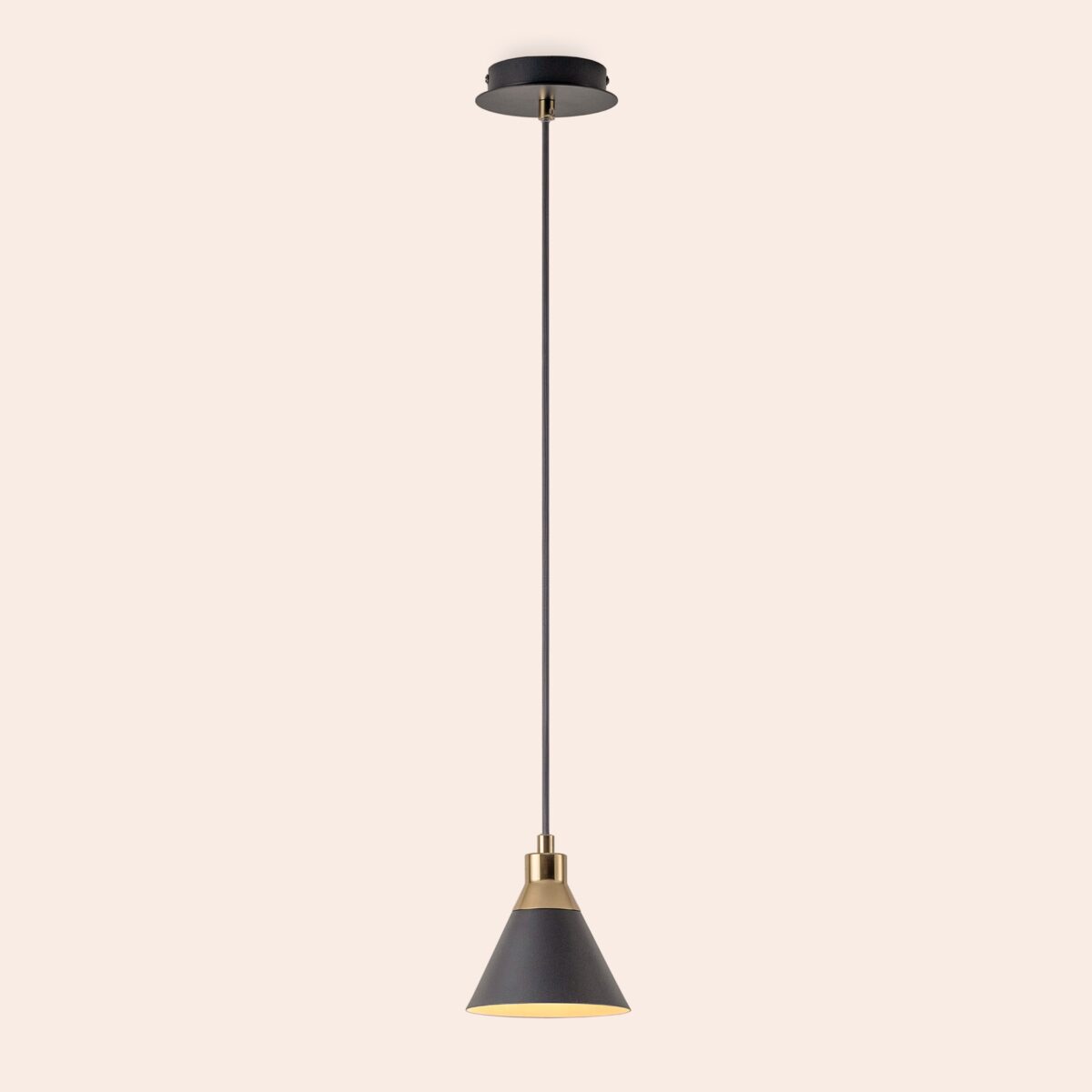 Charcoal grey cone pendant ceiling light - Image 6