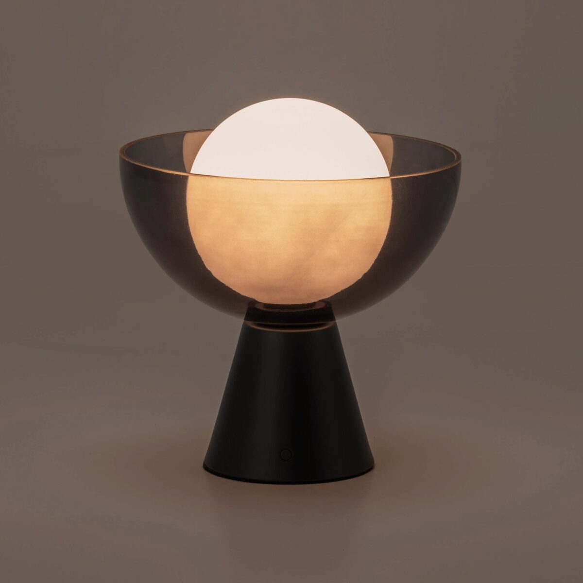 Charcoal grey dome cordless table lamp - Image 2