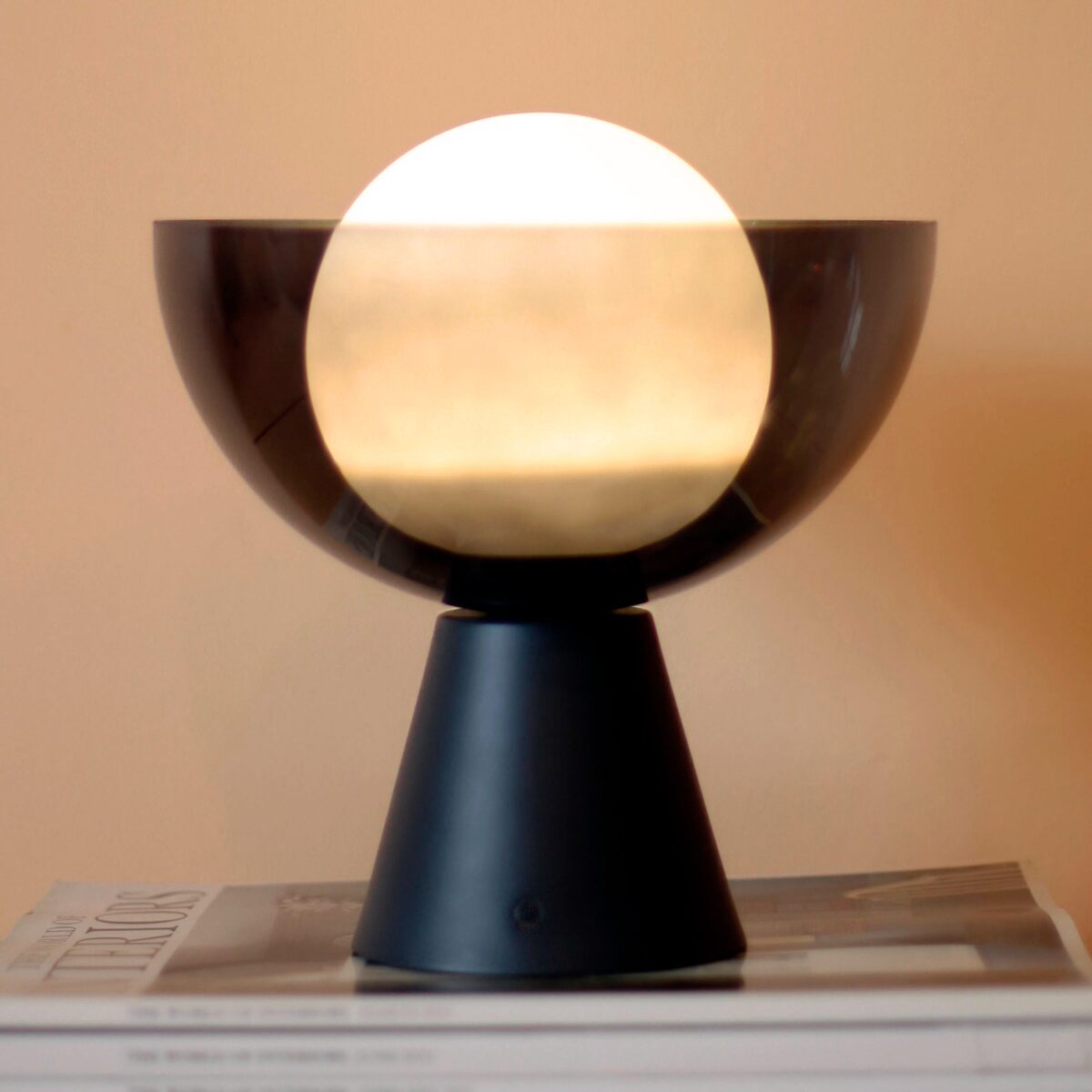 Charcoal grey dome cordless table lamp - Image 11