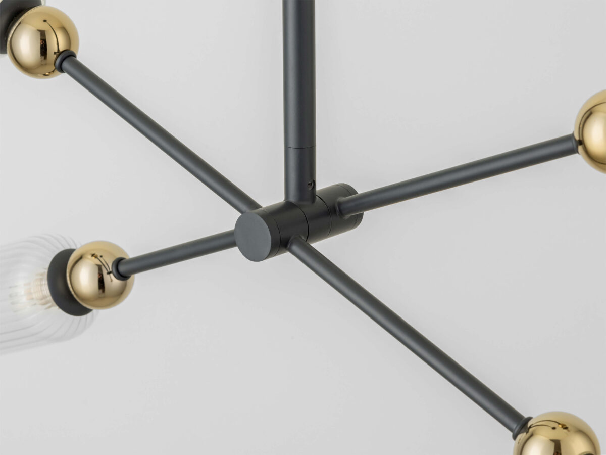 Charcoal grey ribbed glass ceiling light - Image 3