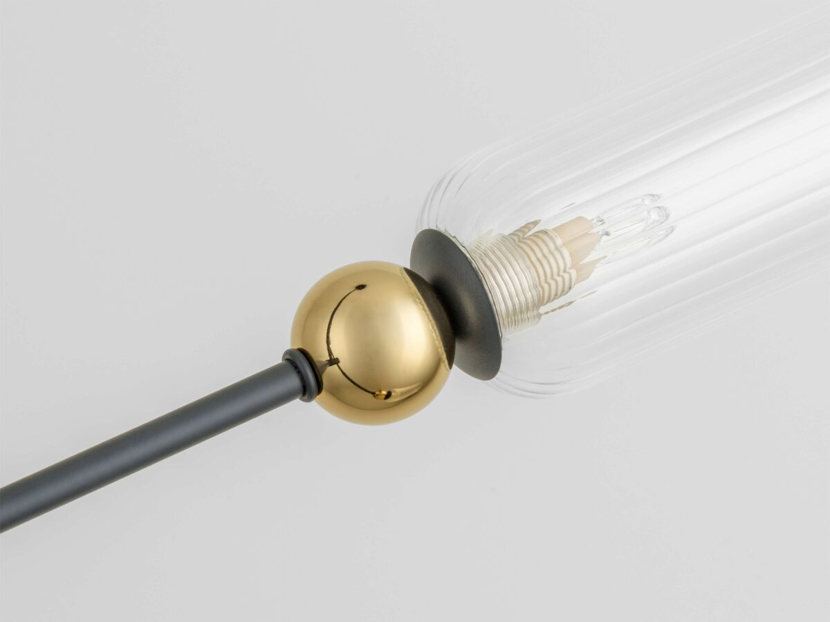 Charcoal grey ribbed glass ceiling light - Image 7