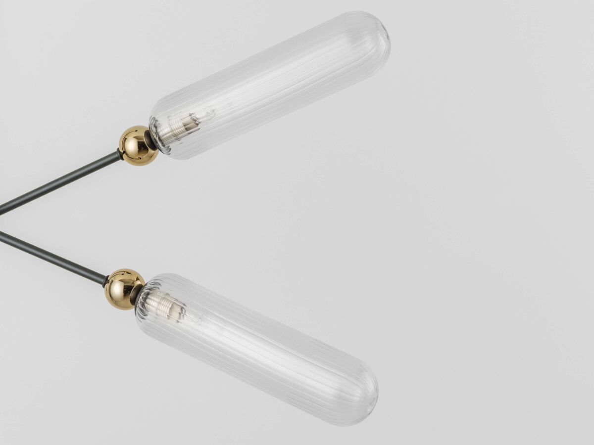 Charcoal grey ribbed glass ceiling light - Image 4