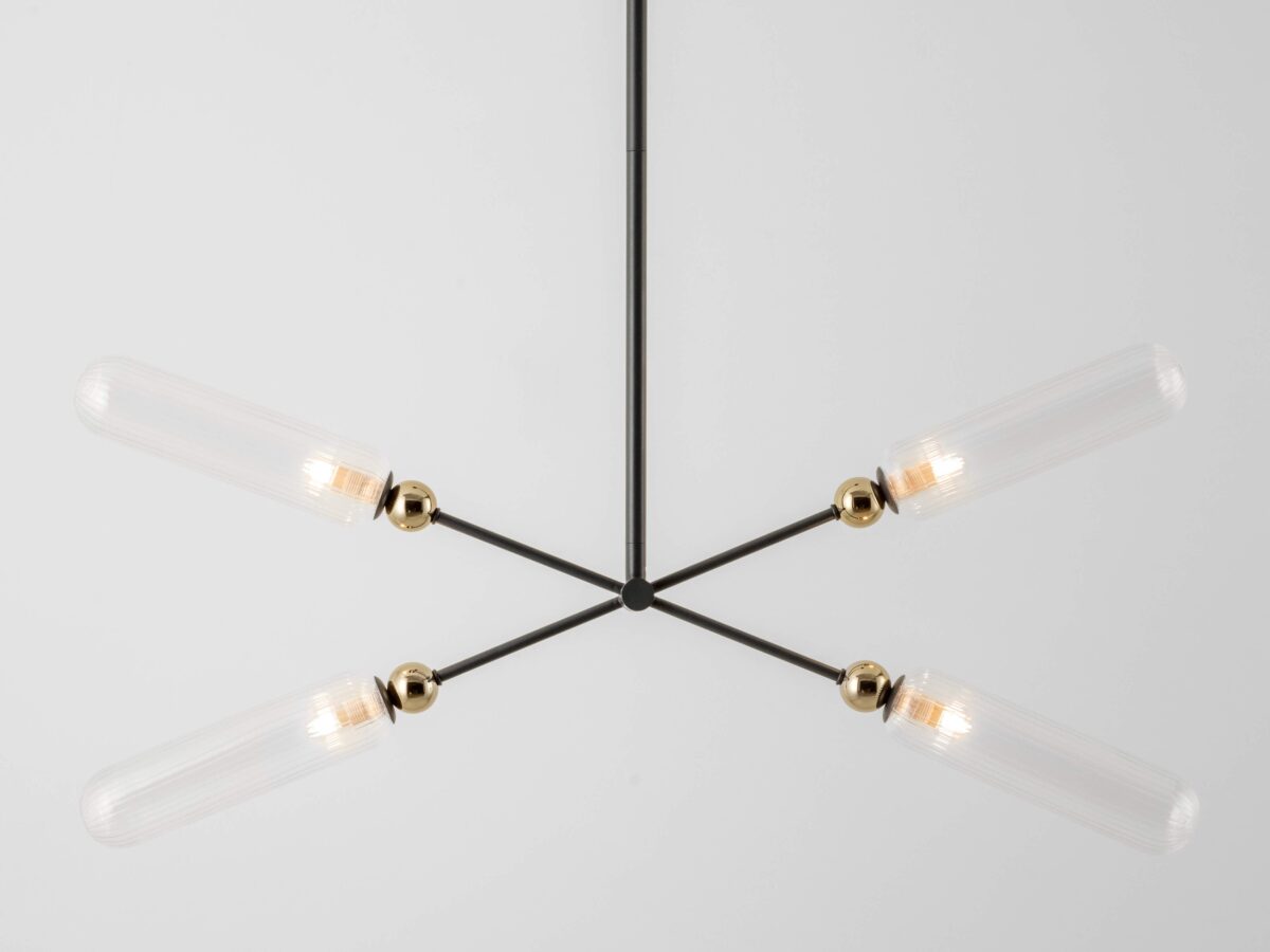 Charcoal grey ribbed glass ceiling light - Image 6