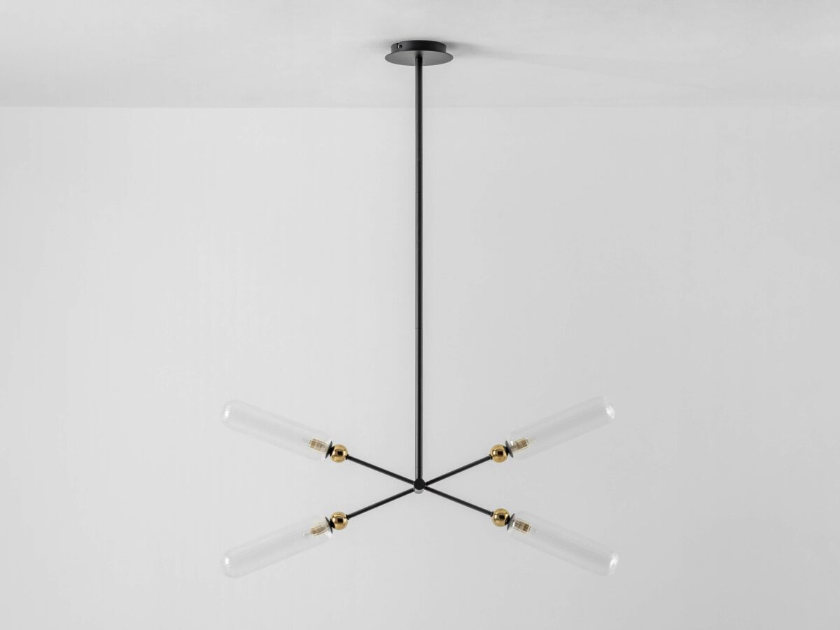 Charcoal grey ribbed glass ceiling light - Image 8
