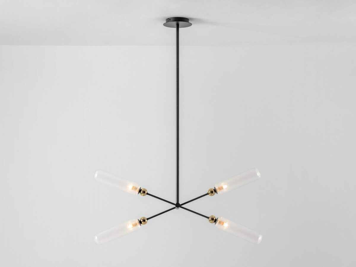 Charcoal grey ribbed glass ceiling light - Image 1