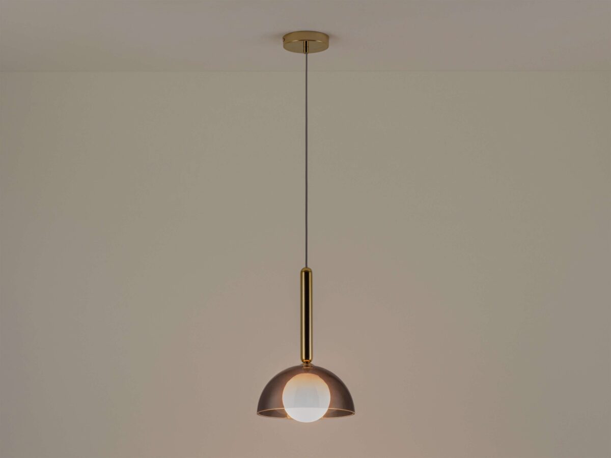 Charcoal grey glass dome ceiling light - Image 5