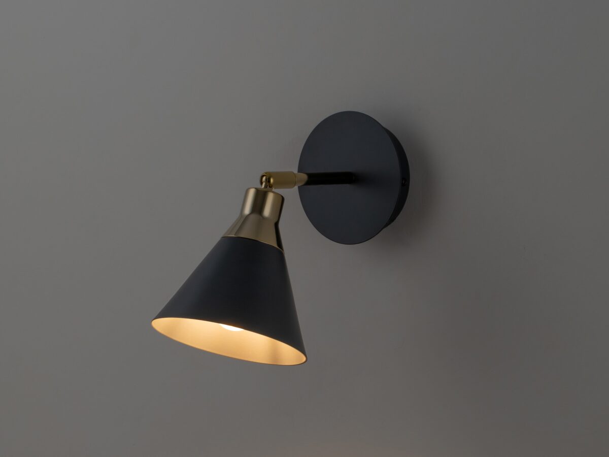Charcoal grey cone wall light - Image 3