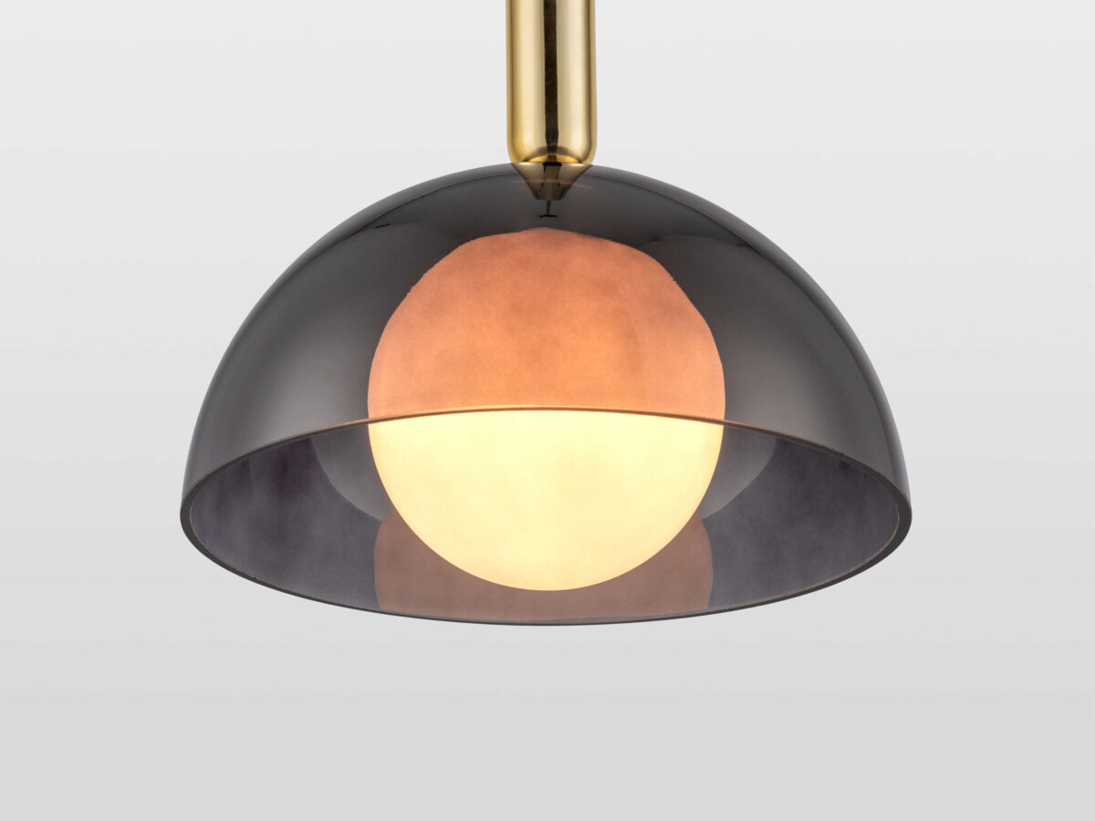 Charcoal grey glass dome ceiling light - Image 3
