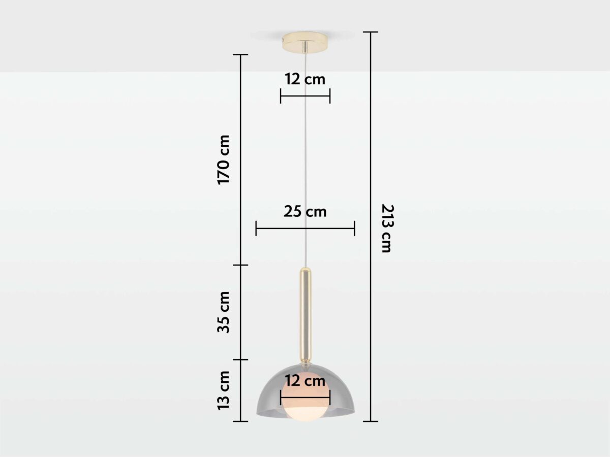 Charcoal grey glass dome ceiling light - Image 9