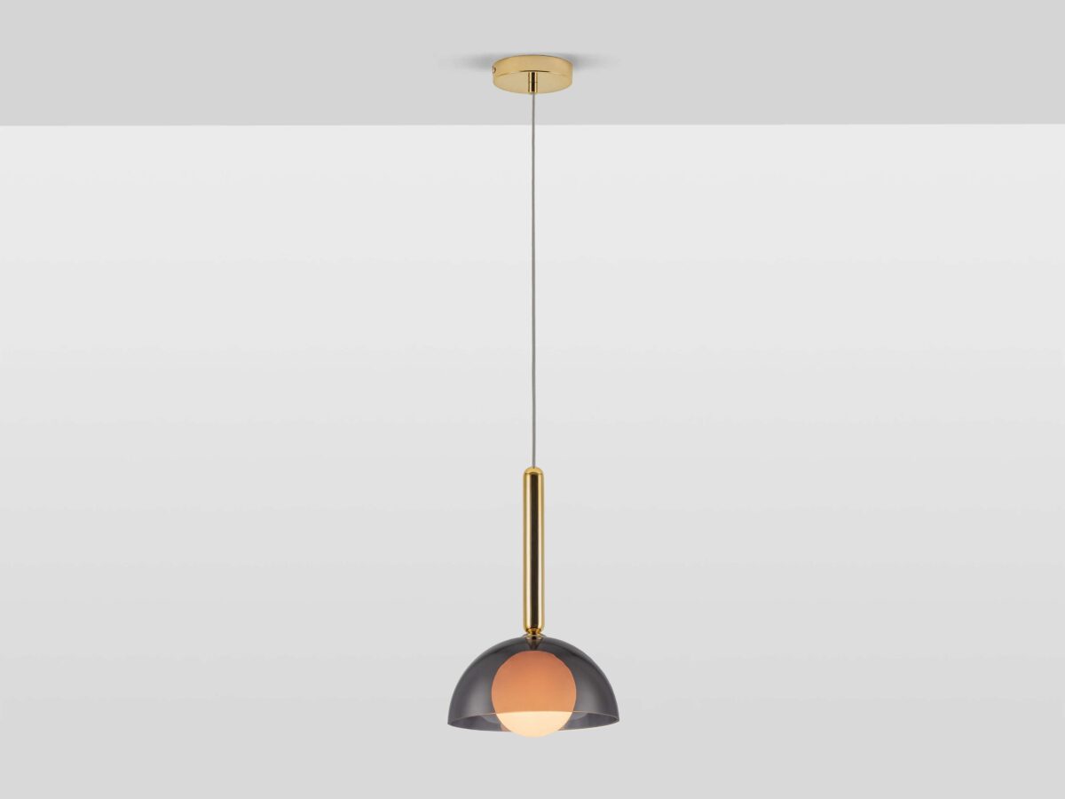Charcoal grey glass dome ceiling light - Image 1