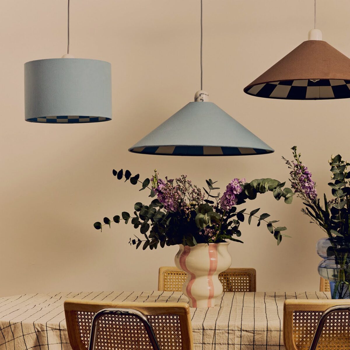 Damson blue checkered drum shade - Image 5