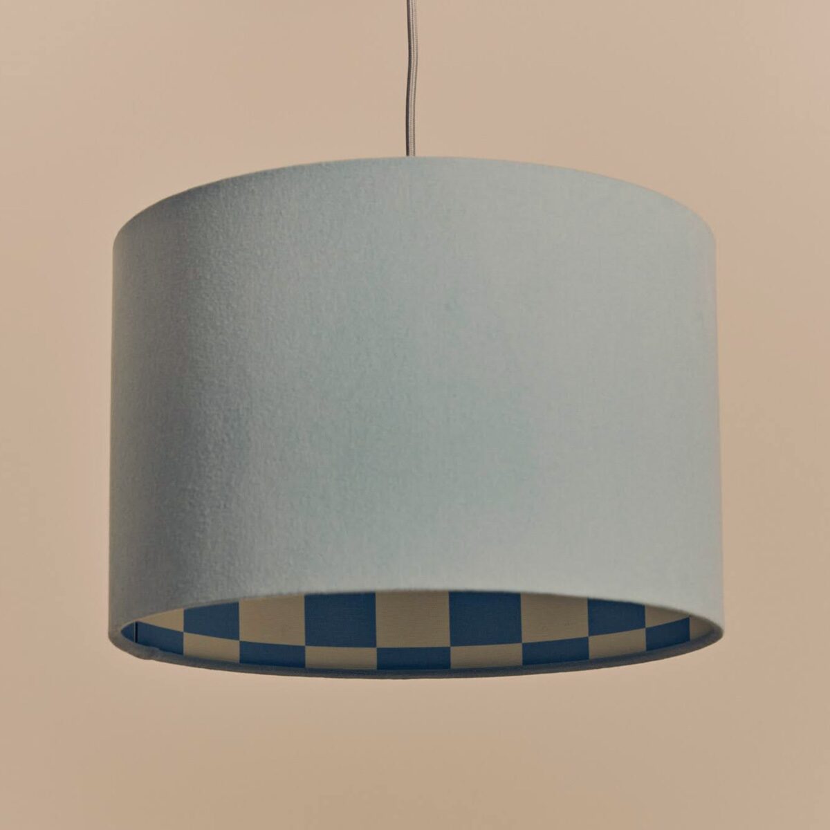 Damson blue checkered drum shade - Image 1