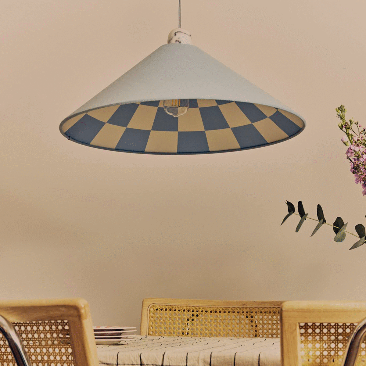 Damson blue checkered cone shade - Image 1