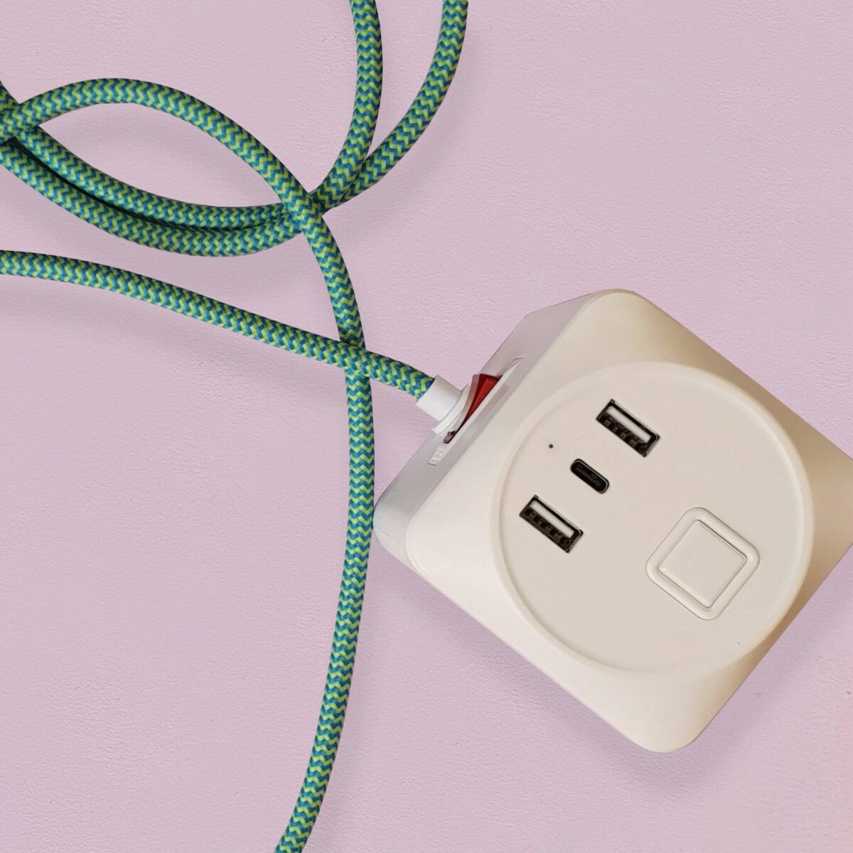 Sea green fabric cable extension lead - Image 5