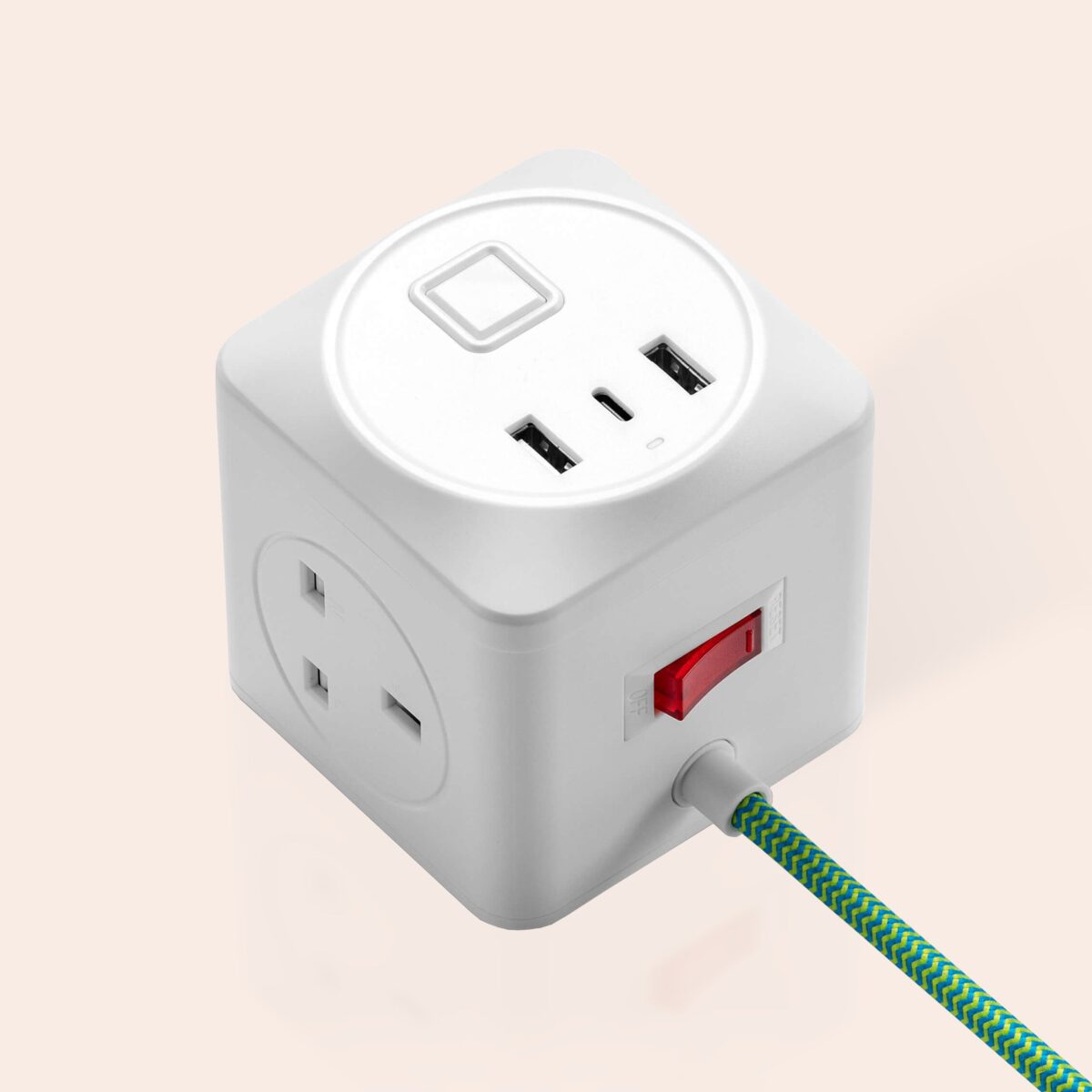 Sea green fabric cable extension lead - Image 4