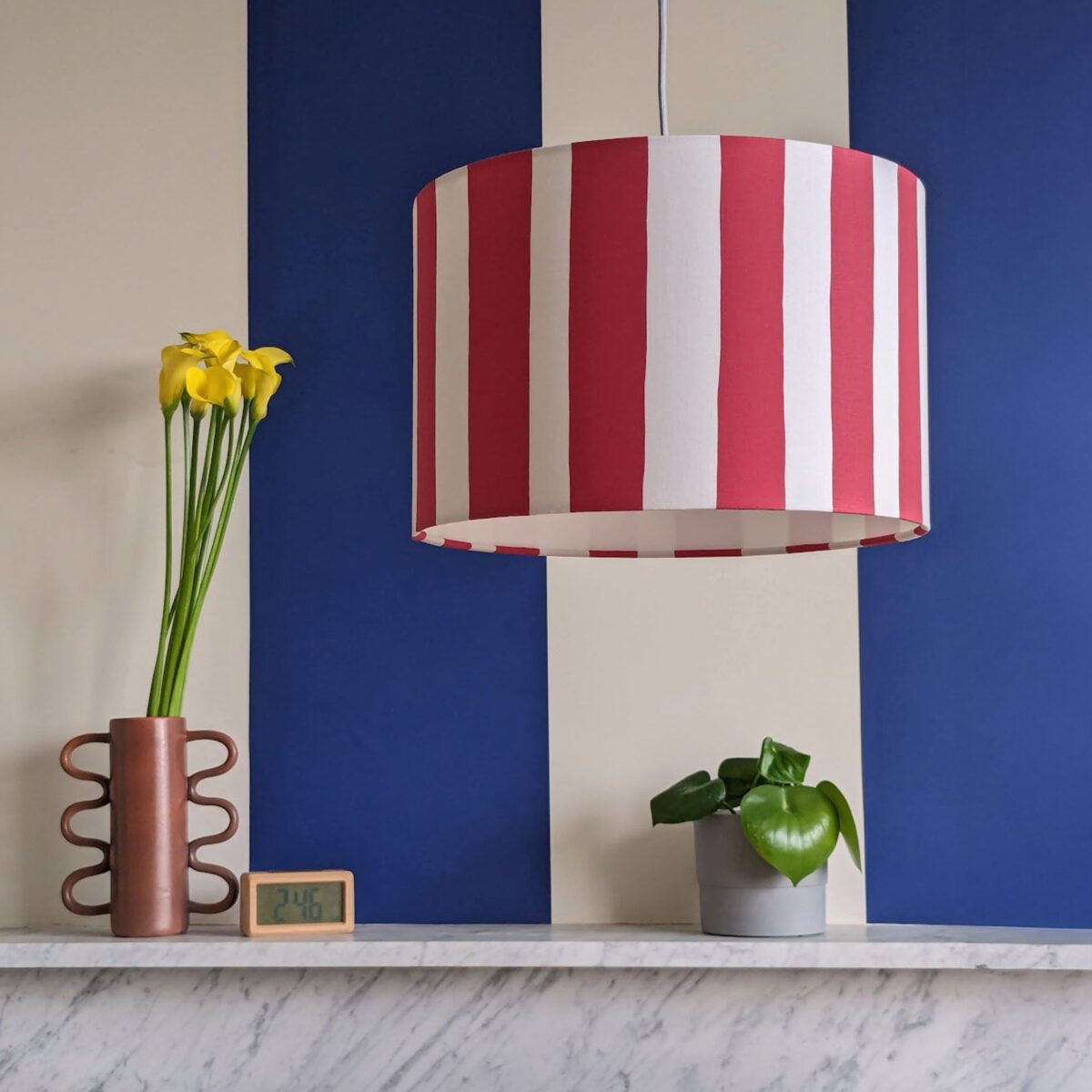 Jam red & white striped drum shade - Image 5