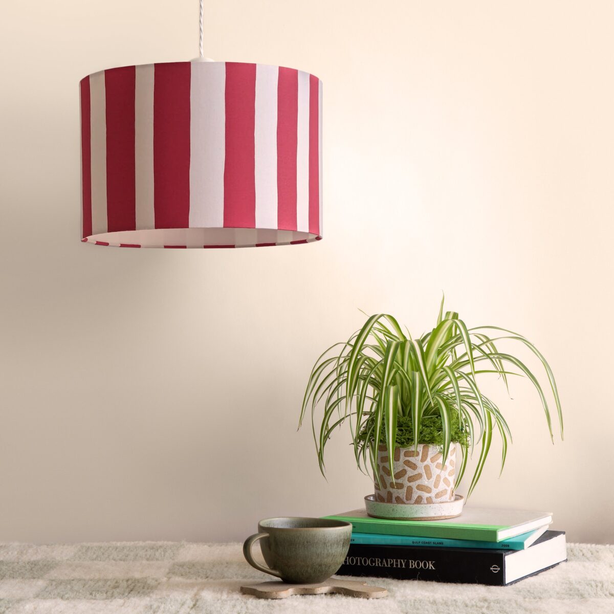 Jam red & white striped drum shade - Image 7