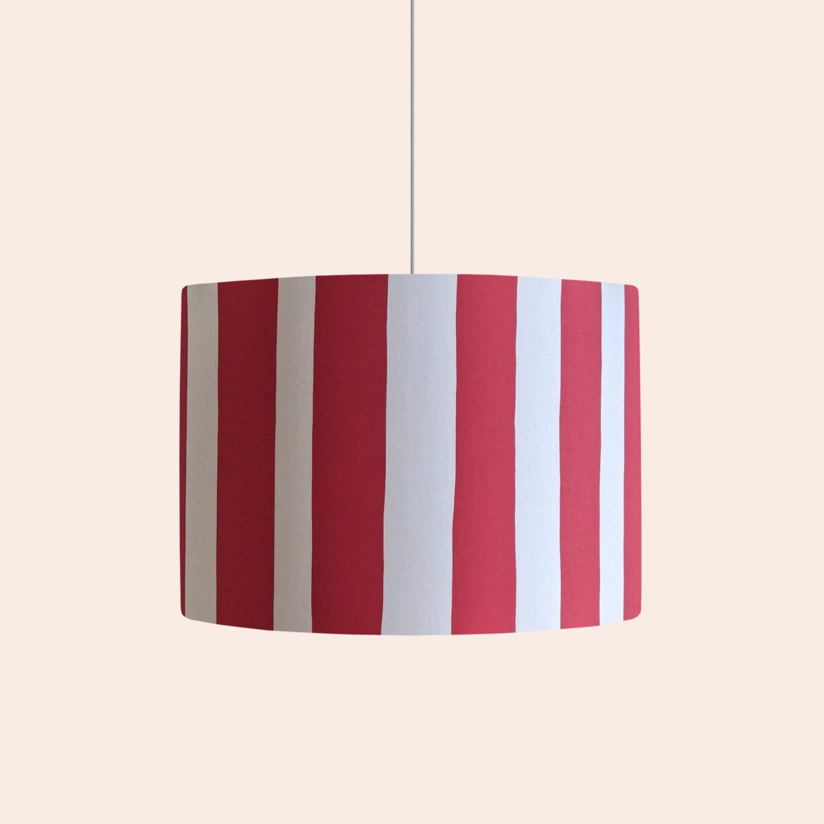 Jam red & white striped drum shade - Image 1