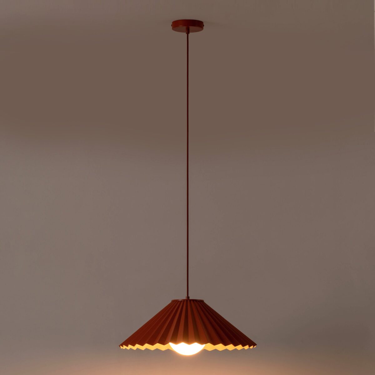Burnt orange large pleat pendant ceiling light - Image 13