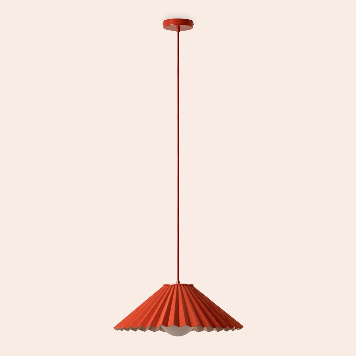 Burnt orange large pleat pendant ceiling light - Image 11
