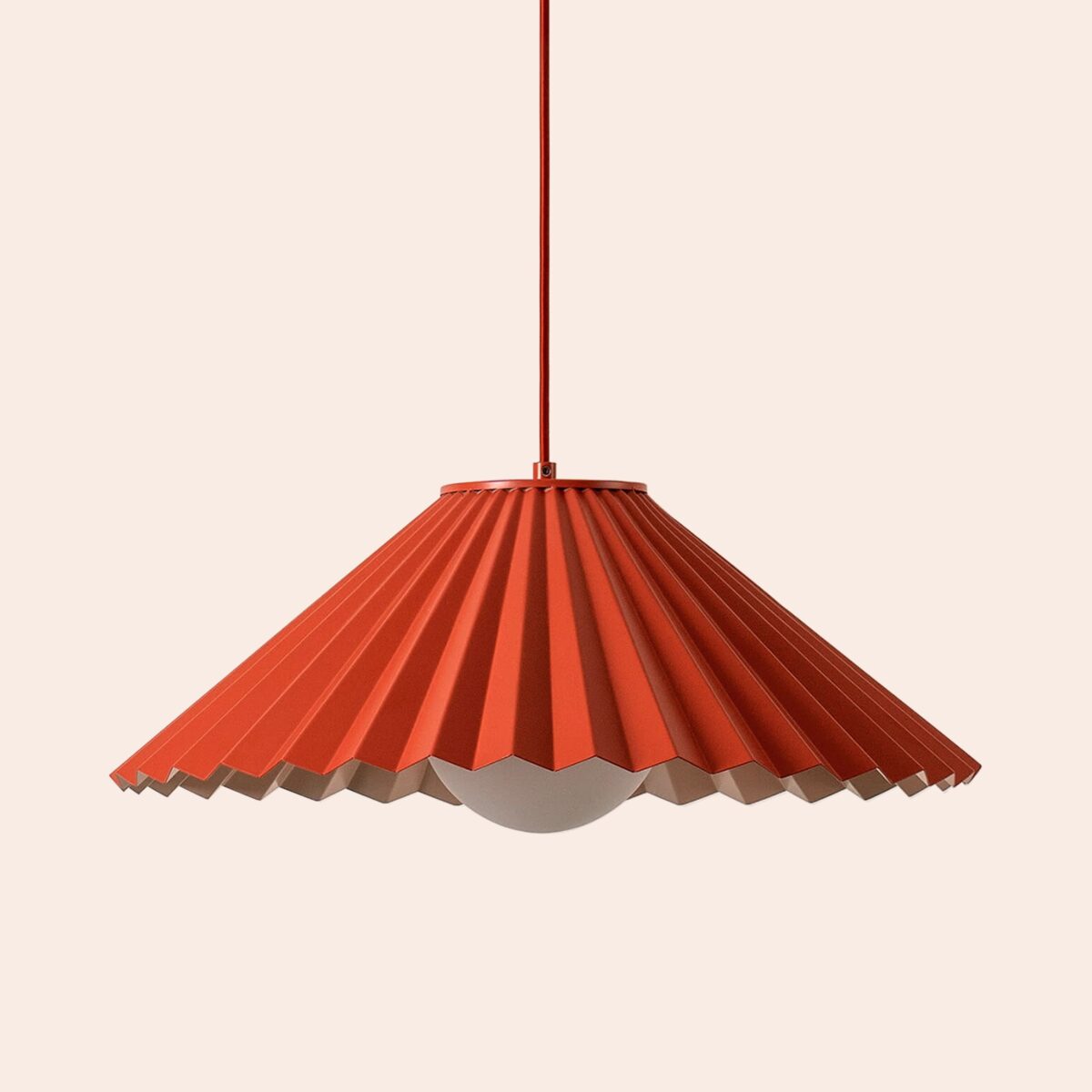 Burnt orange large pleat pendant ceiling light - Image 1