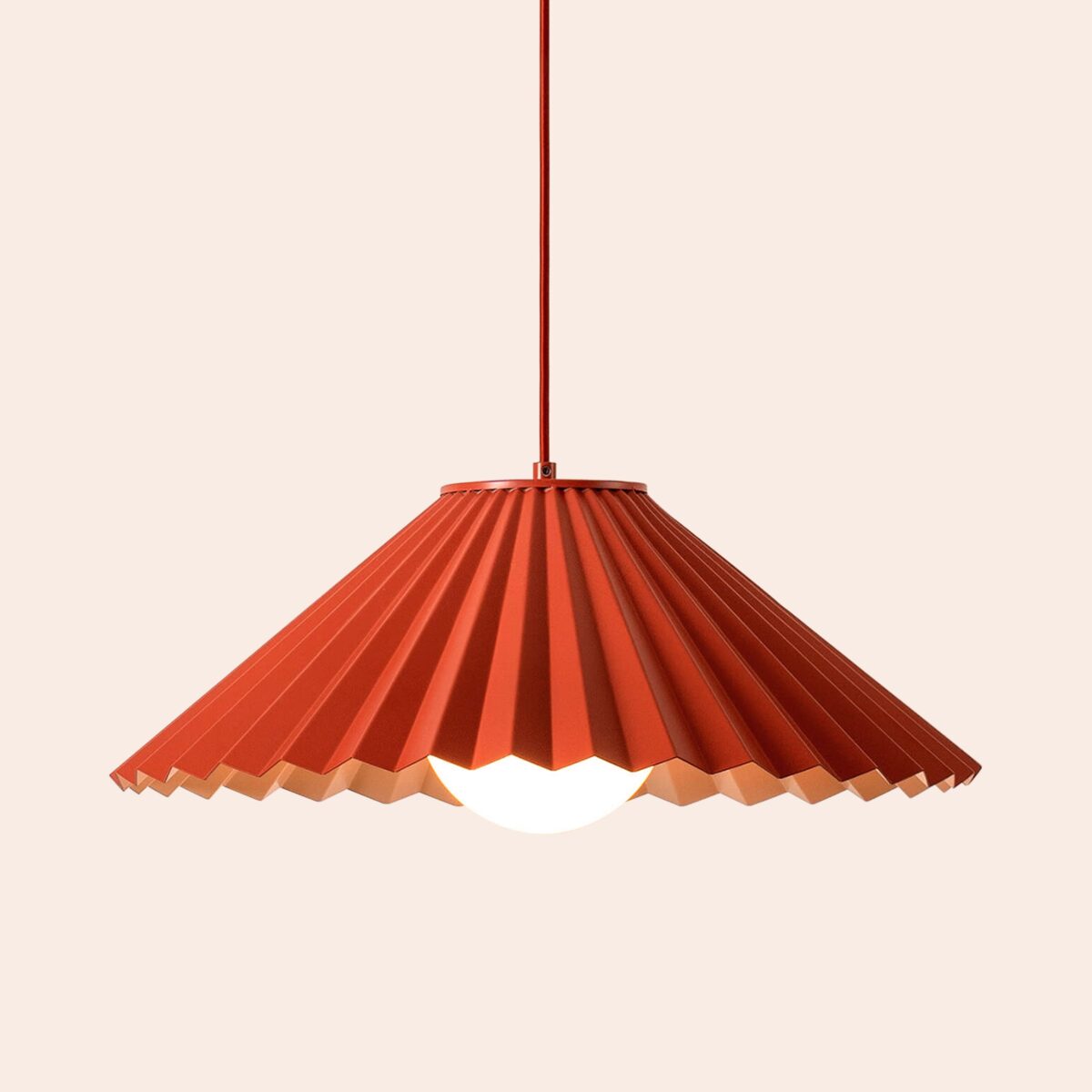 Burnt orange large pleat pendant ceiling light - Image 12